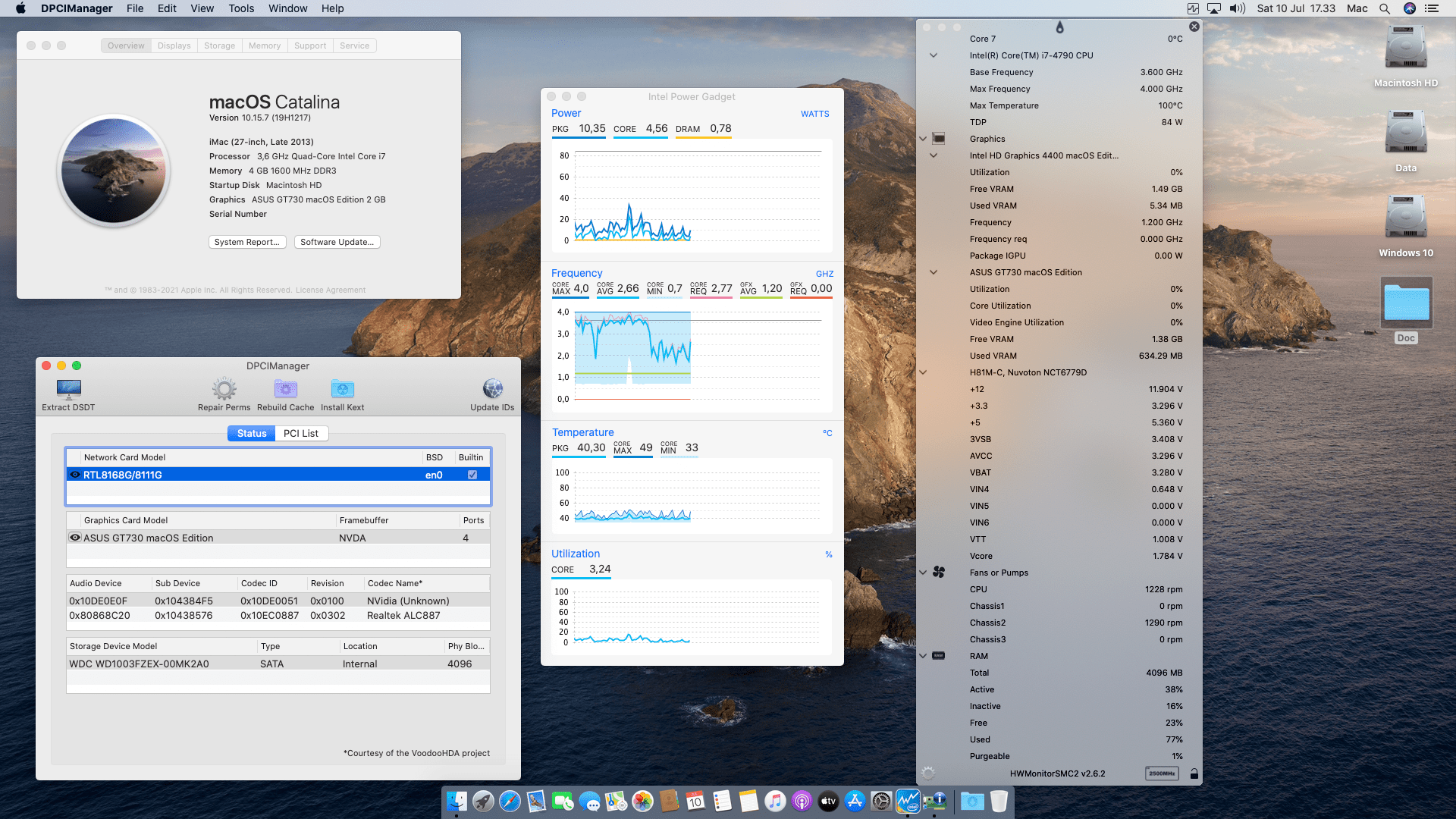Success Hackintosh macOS Catalina 10.15.7 Build 19H1217 in Asus H81M-C + Intel Core i7 4790 + Nvidia GT730 Kepler